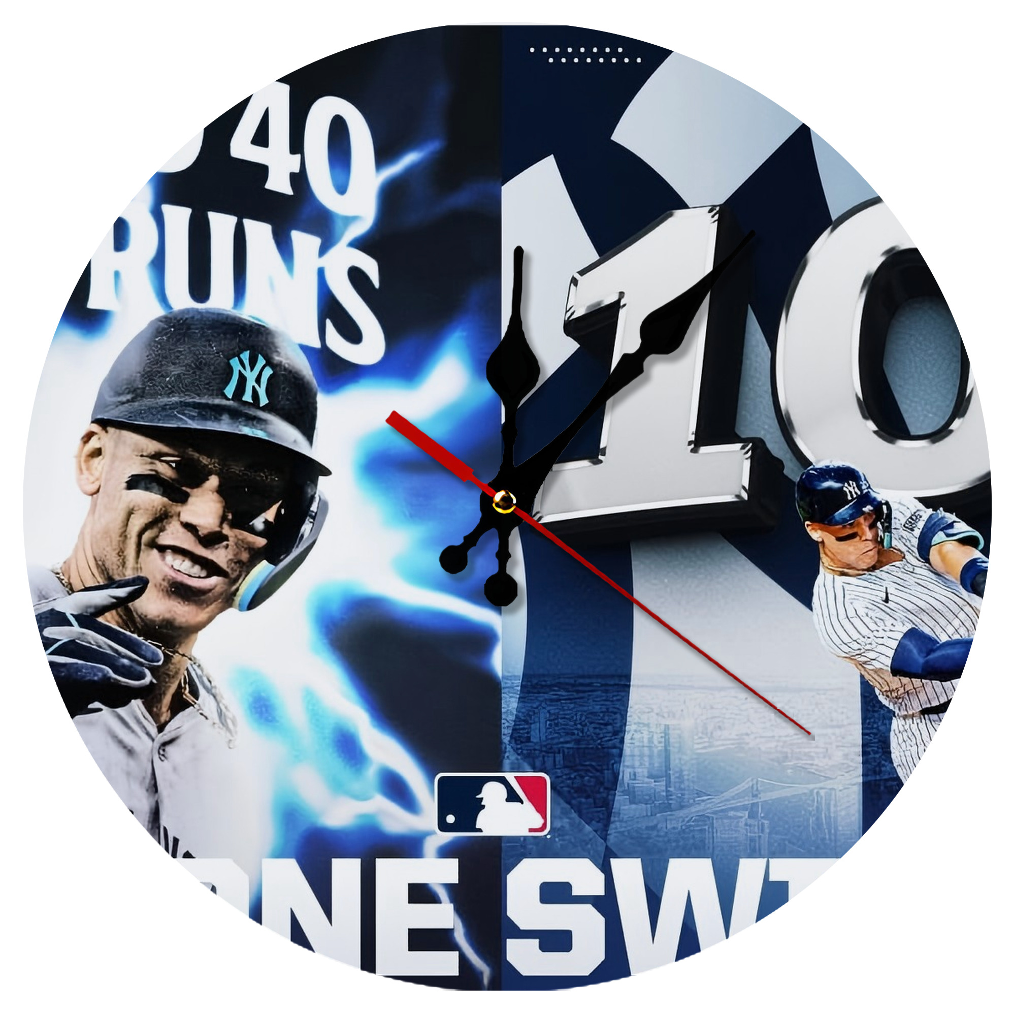 Aaron Judge First to 40 Home Runs In One Swing Silent Round Wall Clock – Modern & Stylish DIY Design, Durable Wood Construction, Easy To Install – Perfect For Office, Bedroom, Living Room, And More
